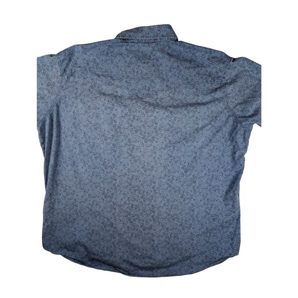 Ely Cattleman Men's Paisley Cotton Blue Short Sleeve Western XXL Pearl Snap - Picture 2 of 7